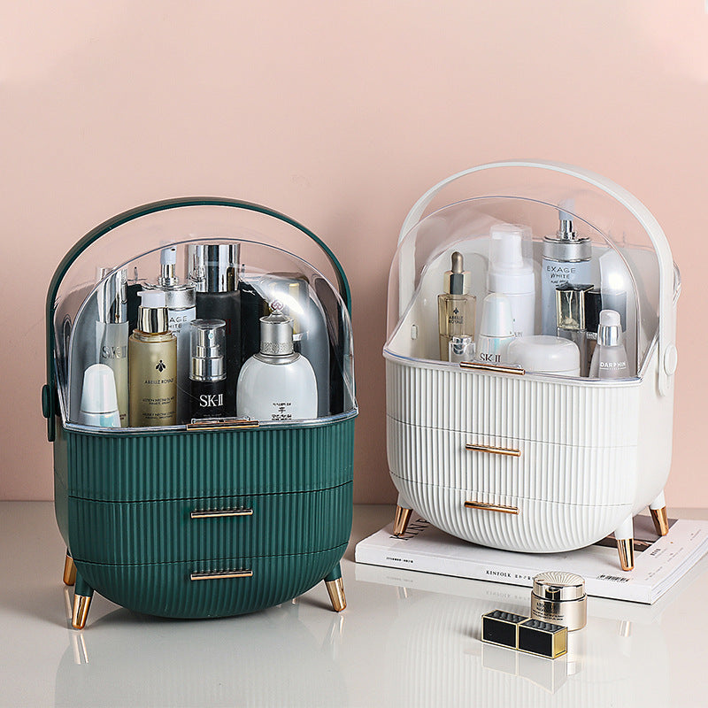 Luxury cosmetic storage box | Elegant makeup organizer box | Premium beauty storage case | Large capacity cosmetic box | Vanity makeup storage organizer | Luxury skincare storage box | High-end makeup box with drawers | Stylish cosmetic organizer | Desktop beauty storage solution | Modern luxury makeup holder