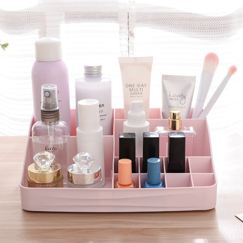 Desktop cosmetics vanity box | Makeup organizer for desk | Vanity storage box | Cosmetic storage organizer | Desk makeup holder | Multi-compartment vanity box | Clear desktop cosmetic box | Portable makeup organizer | Stylish vanity storage | Space-saving cosmetics box
