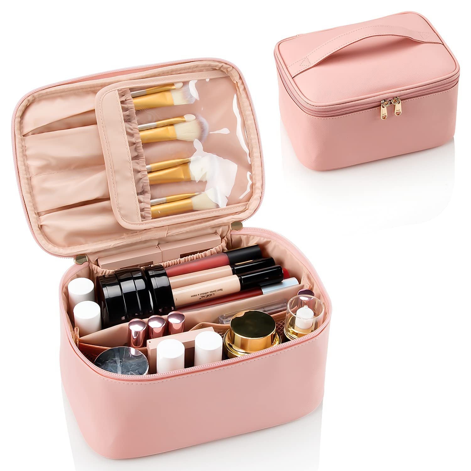Large portable cosmetic bag | Travel makeup bag | Spacious beauty organizer | Large toiletry bag for women | Portable makeup storage | Zipper cosmetic travel bag | Makeup bag with handle | Multi-compartment beauty bag | Lightweight cosmetic pouch | Big capacity makeup case